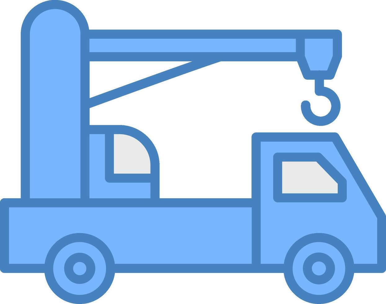 Crane Truck Line Filled Blue Icon vector