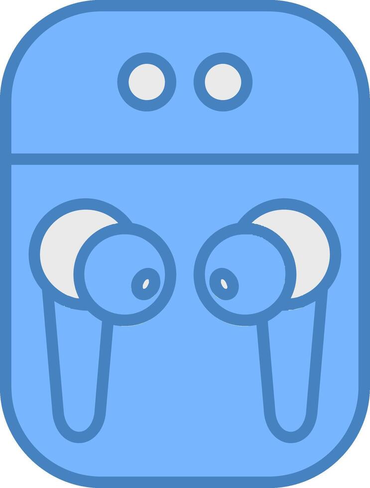 Earbuds Line Filled Blue Icon vector
