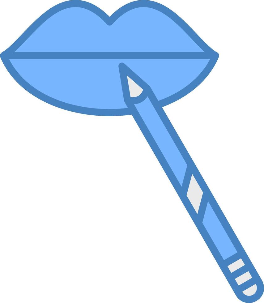 Lip Makeup Line Filled Blue Icon vector