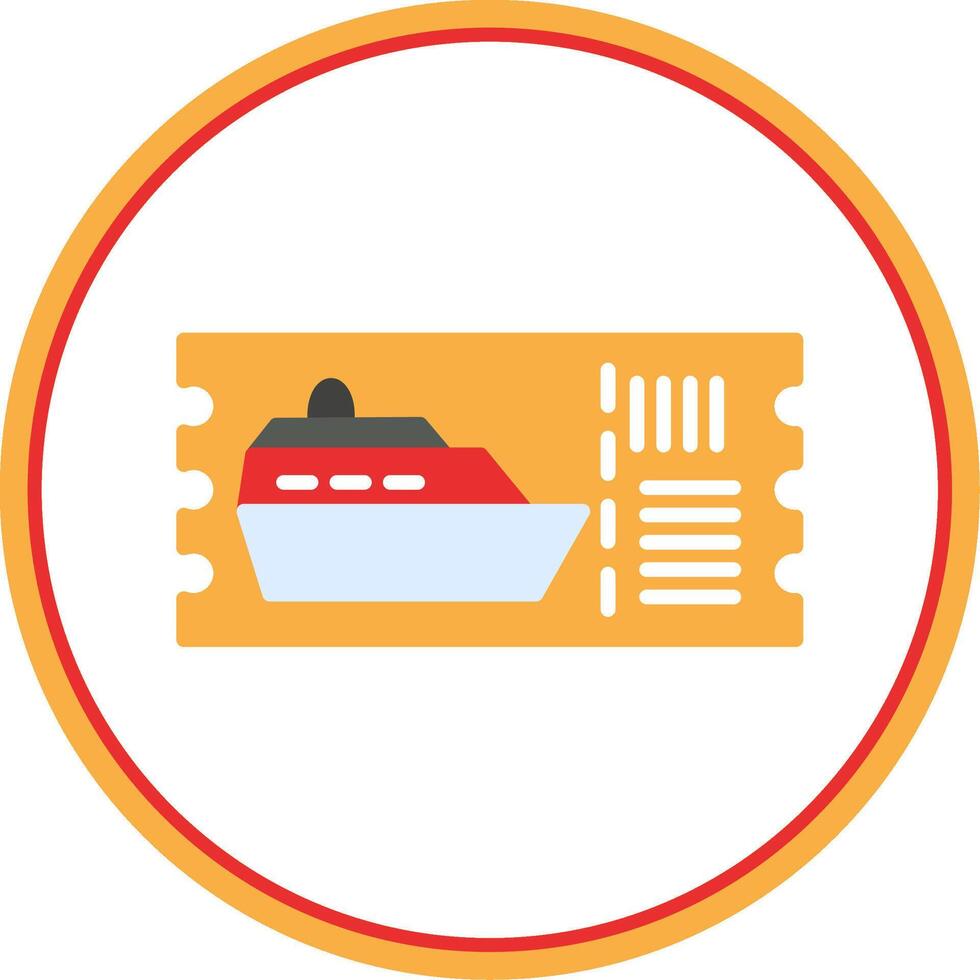 Cruise Ticket Flat Circle Icon vector