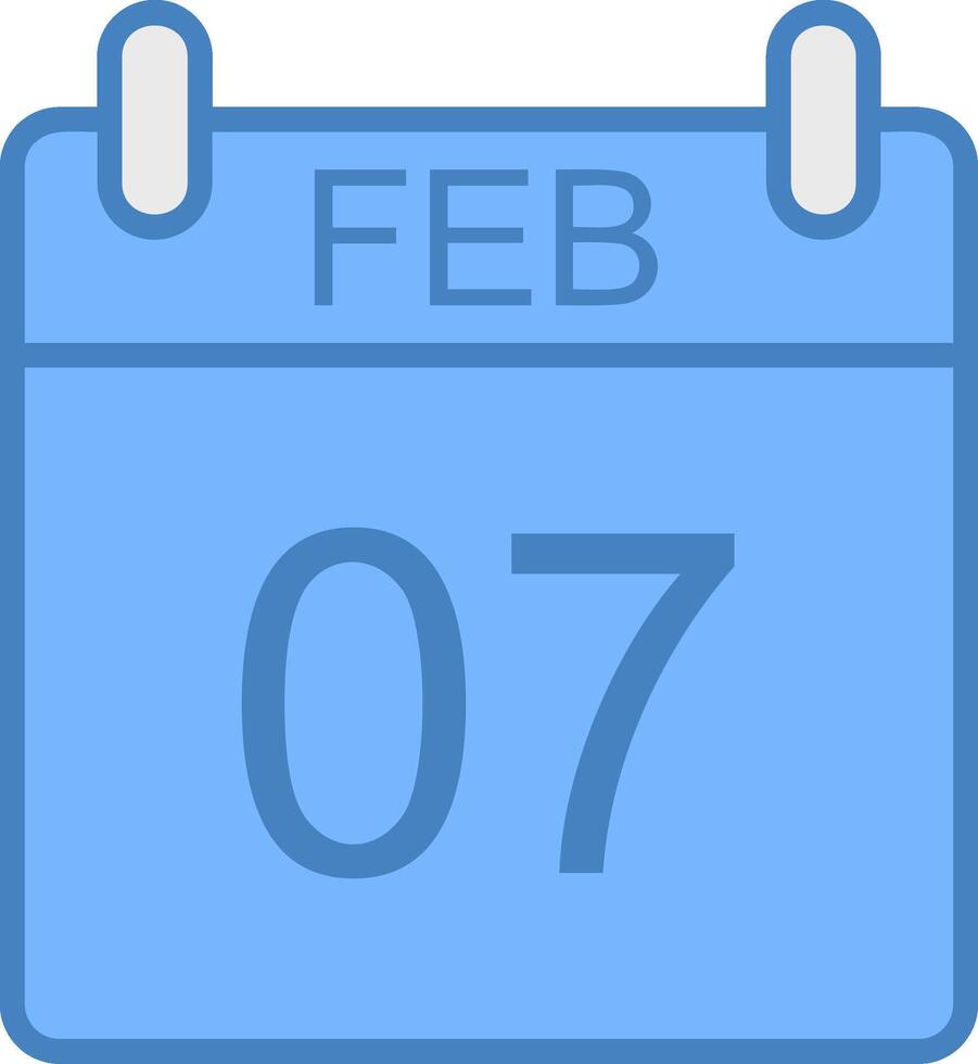 February Line Filled Blue Icon vector