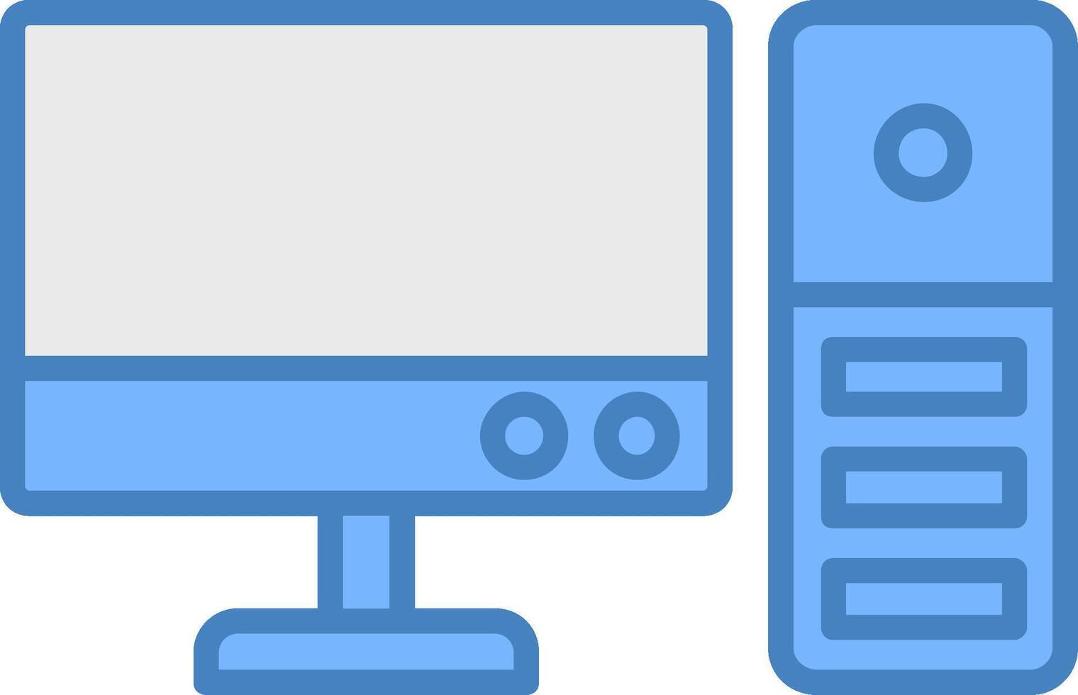 Computer Line Filled Blue Icon vector