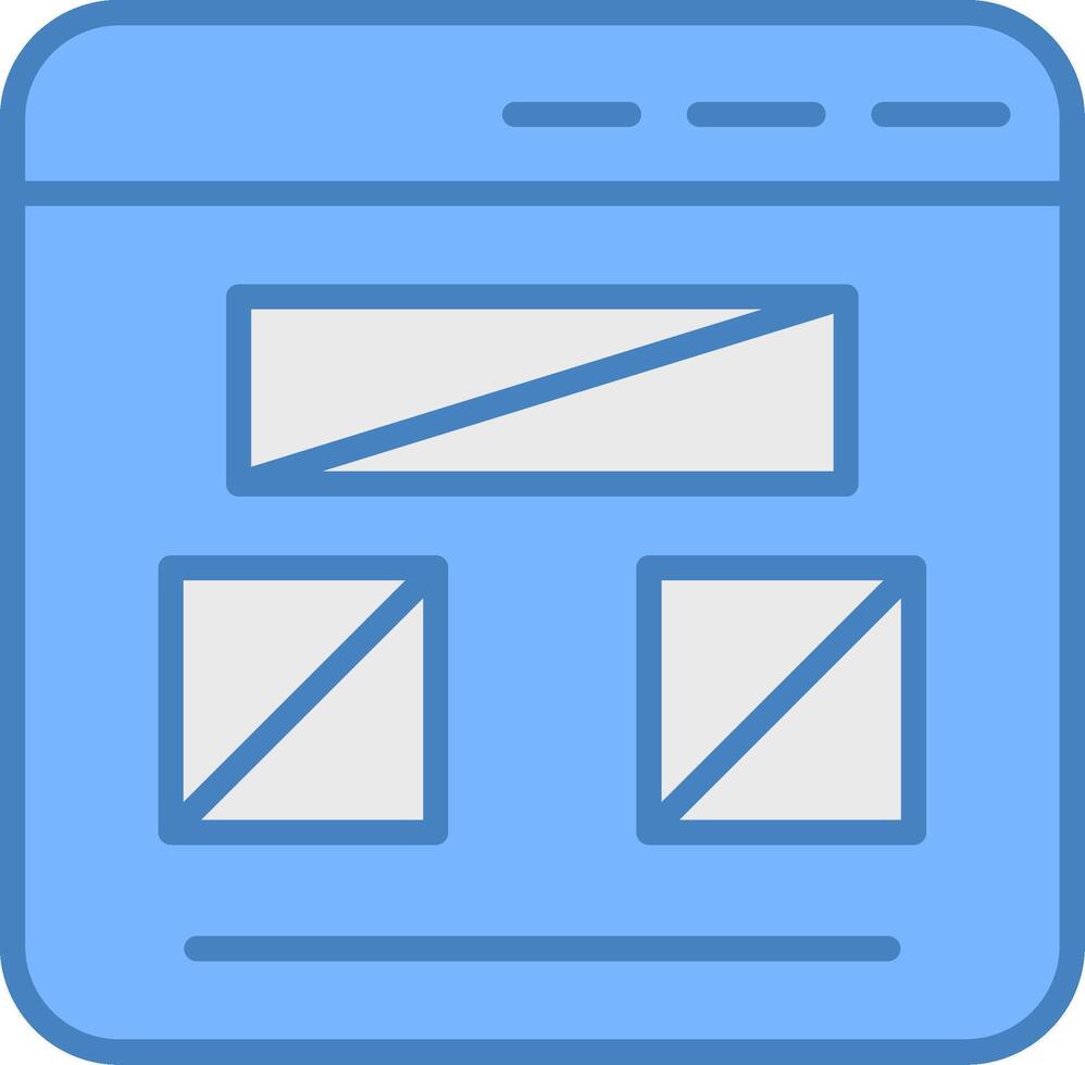 Wireframe Line Filled Blue Icon vector