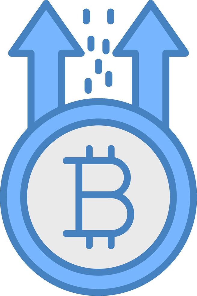 Bitcoin Rise Line Filled Blue Icon vector