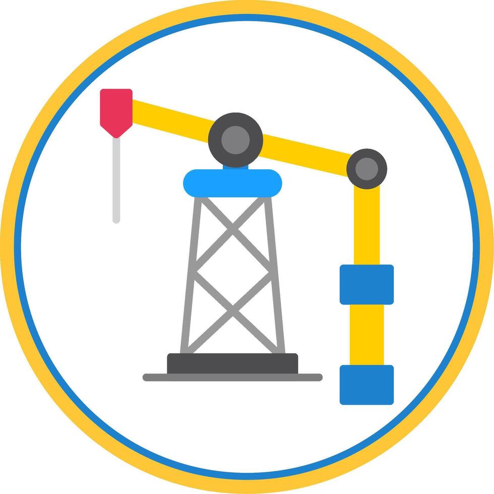 Oil Derrick Flat Circle Icon vector