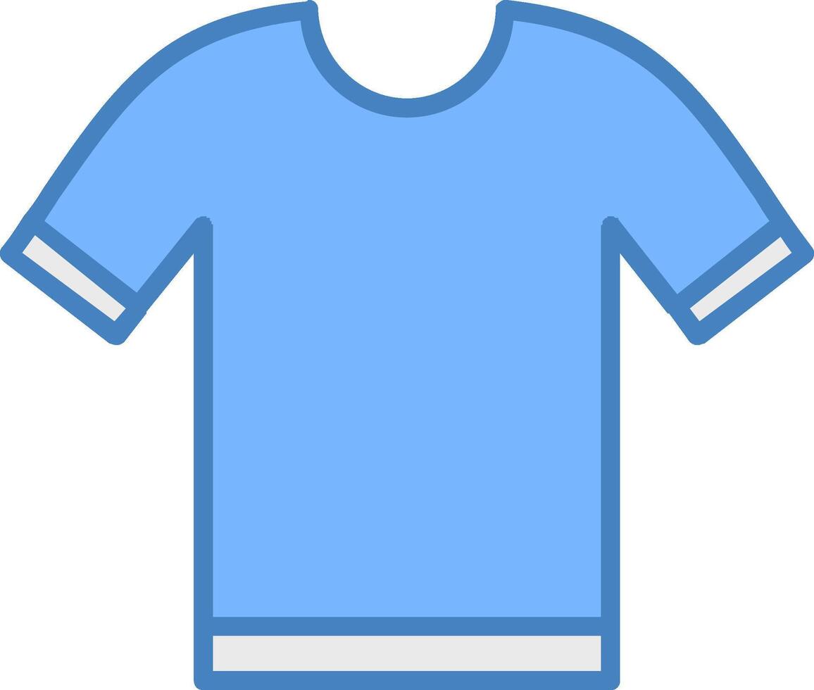 camisa línea lleno azul icono vector