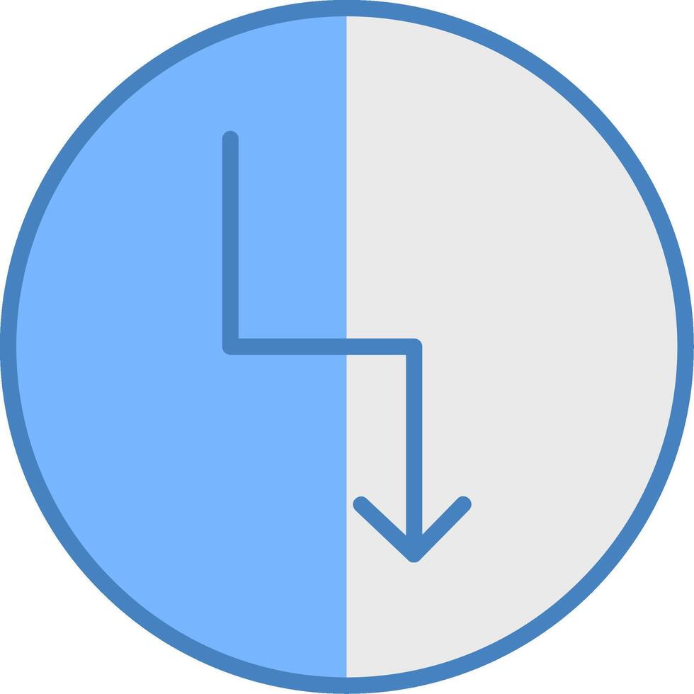 Zigzag Arrow Line Filled Blue Icon vector