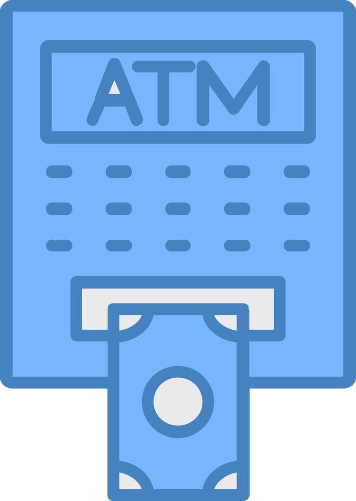 ATM Line Filled Blue Icon vector