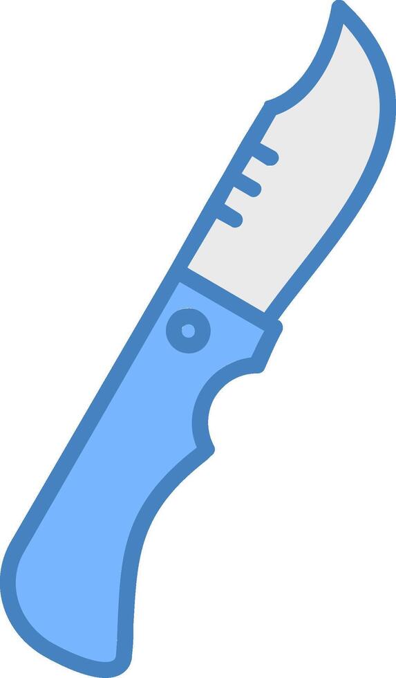 cuchillo línea lleno azul icono vector