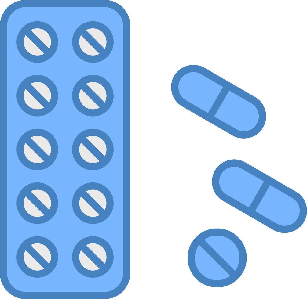 Pills Line Filled Blue Icon vector