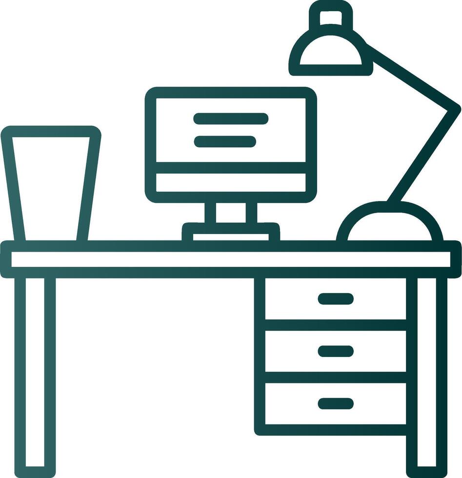 Work Table Line Gradient Icon vector