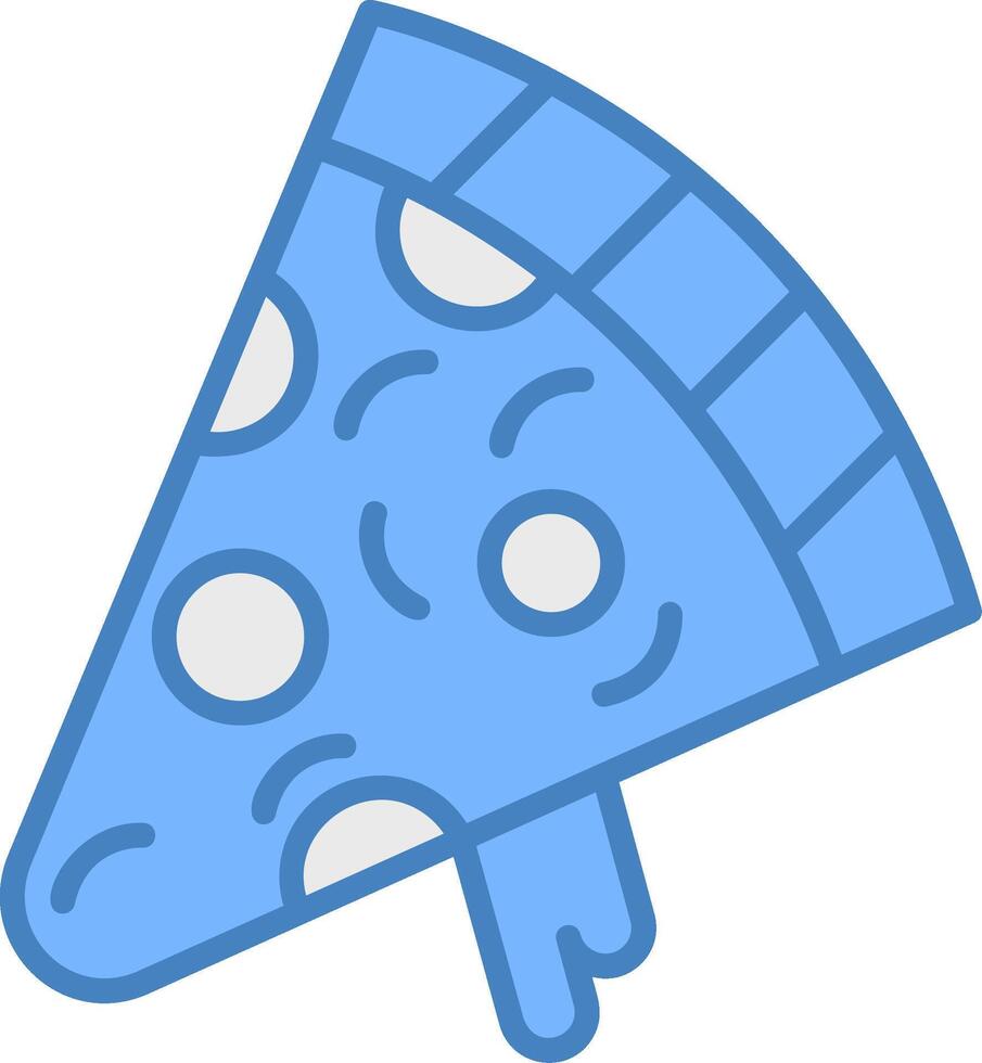 Pizza Slice Line Filled Blue Icon vector