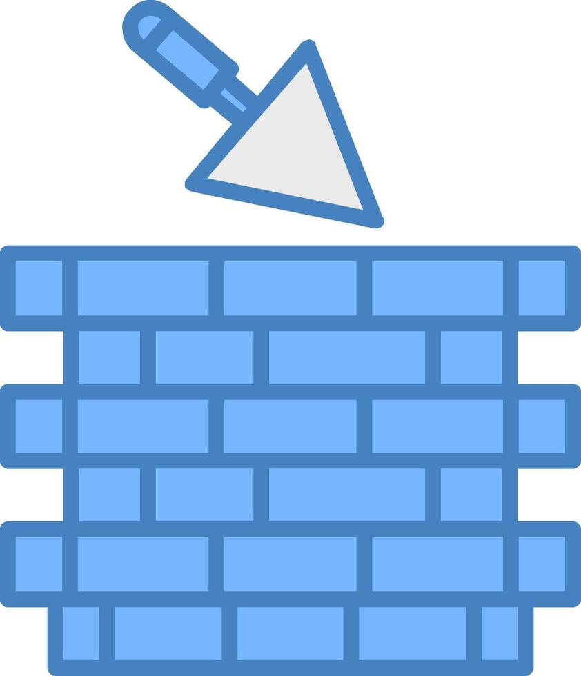 Bricks Tower Line Filled Blue Icon vector