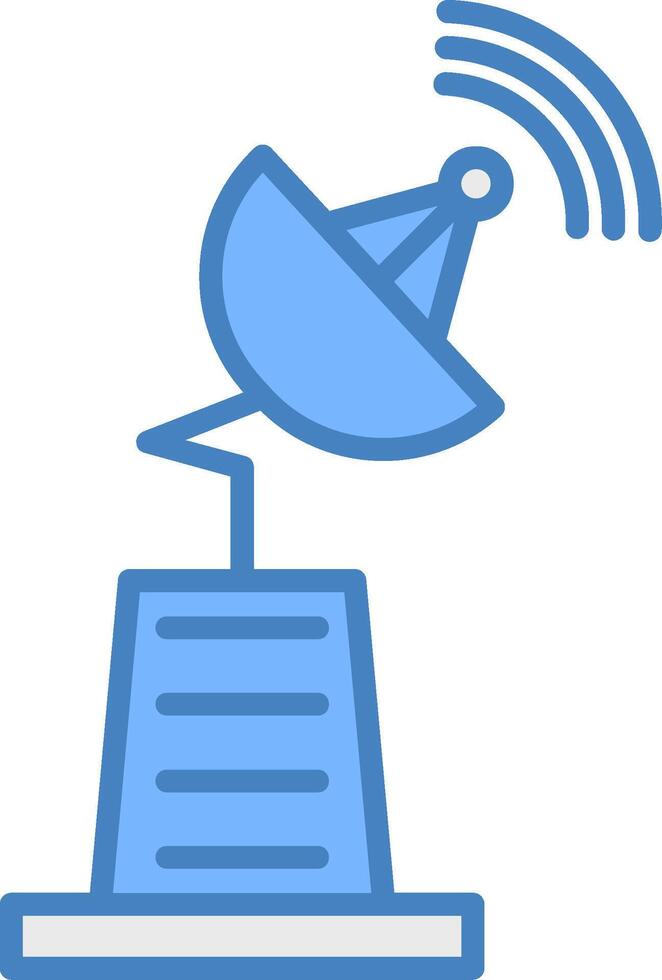 Satellite Dish Line Filled Blue Icon vector