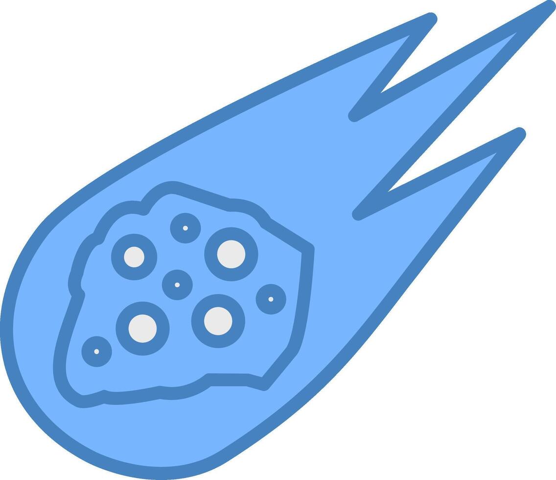 Asteroid Line Filled Blue Icon vector