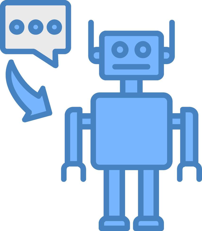 Robot Line Filled Blue Icon vector