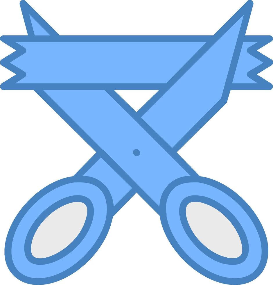 Scissors Line Filled Blue Icon vector