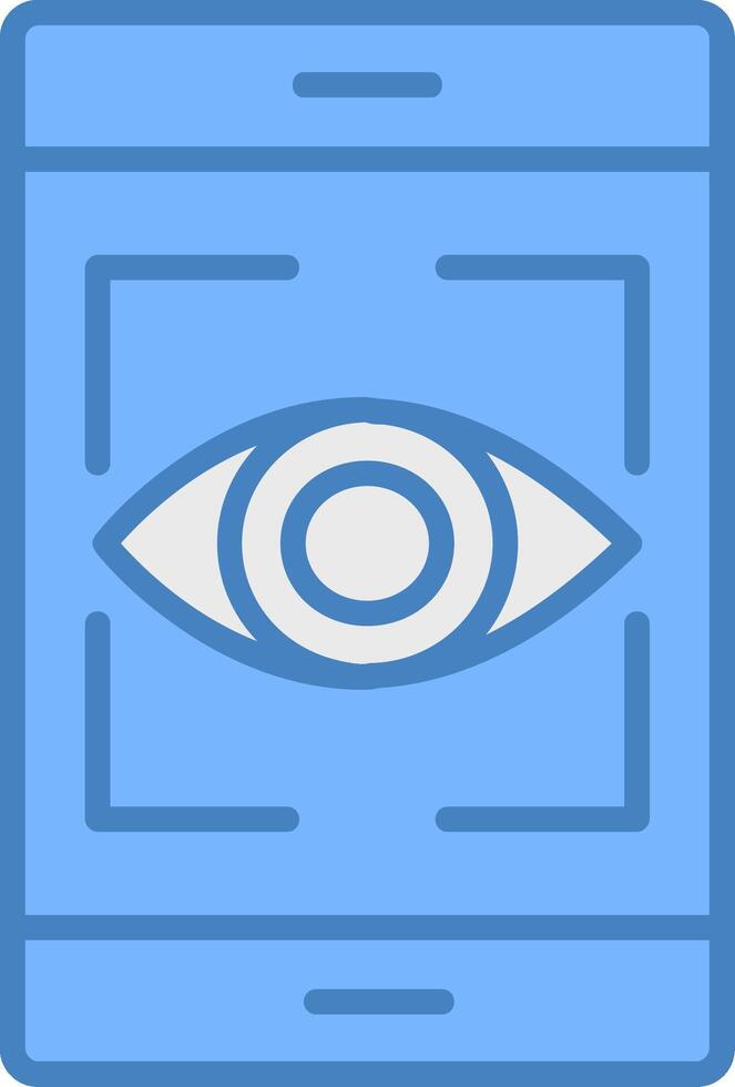 Eye Recognition Line Filled Blue Icon vector