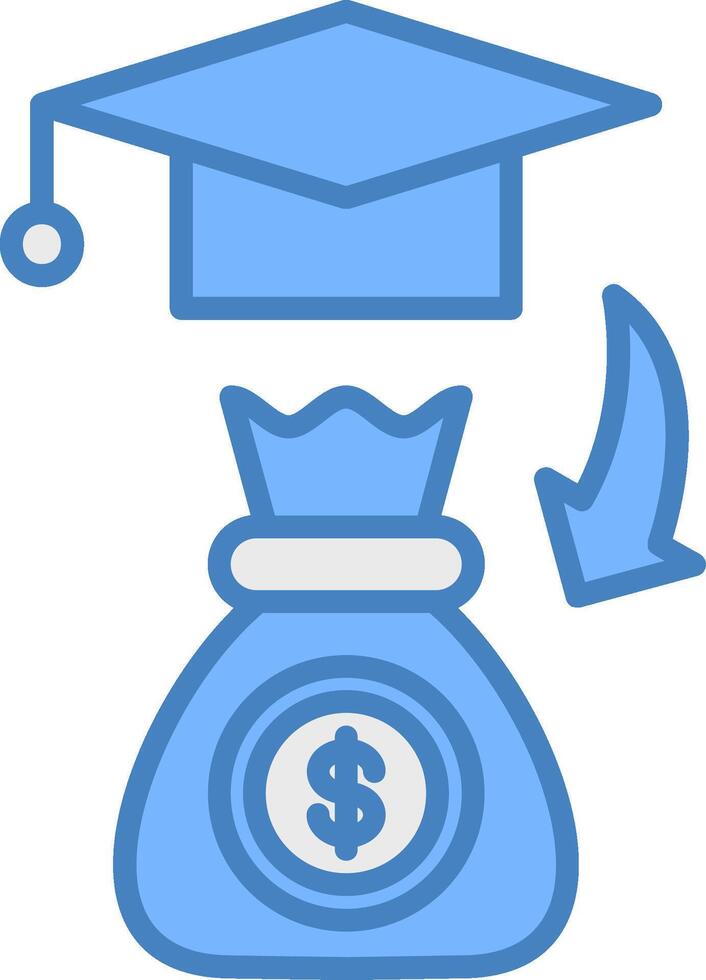 Scholarship Line Filled Blue Icon vector