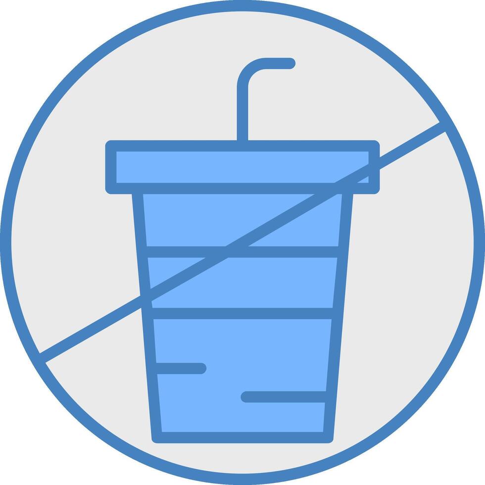 No Drink Line Filled Blue Icon vector
