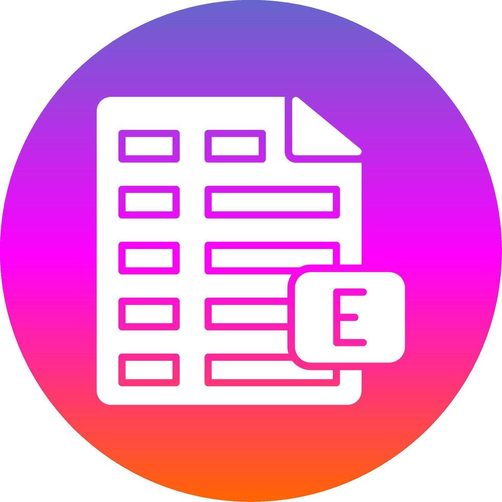 Excel Glyph Gradient Circle Icon Design vector