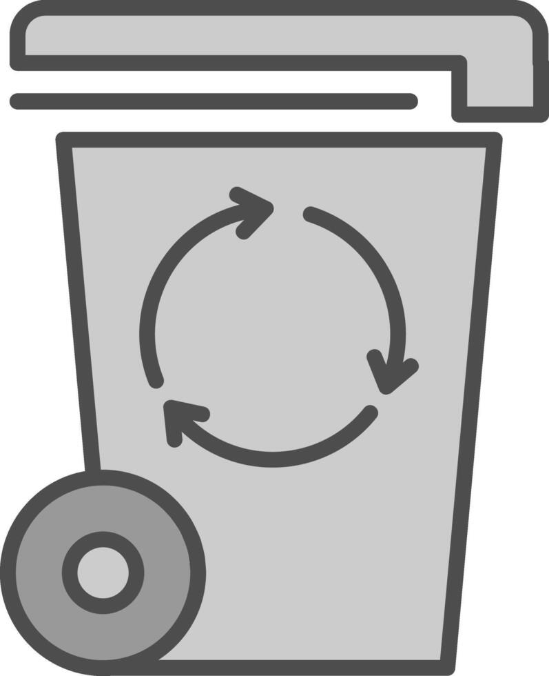 Trash Bin Line Filled Greyscale Icon Design vector