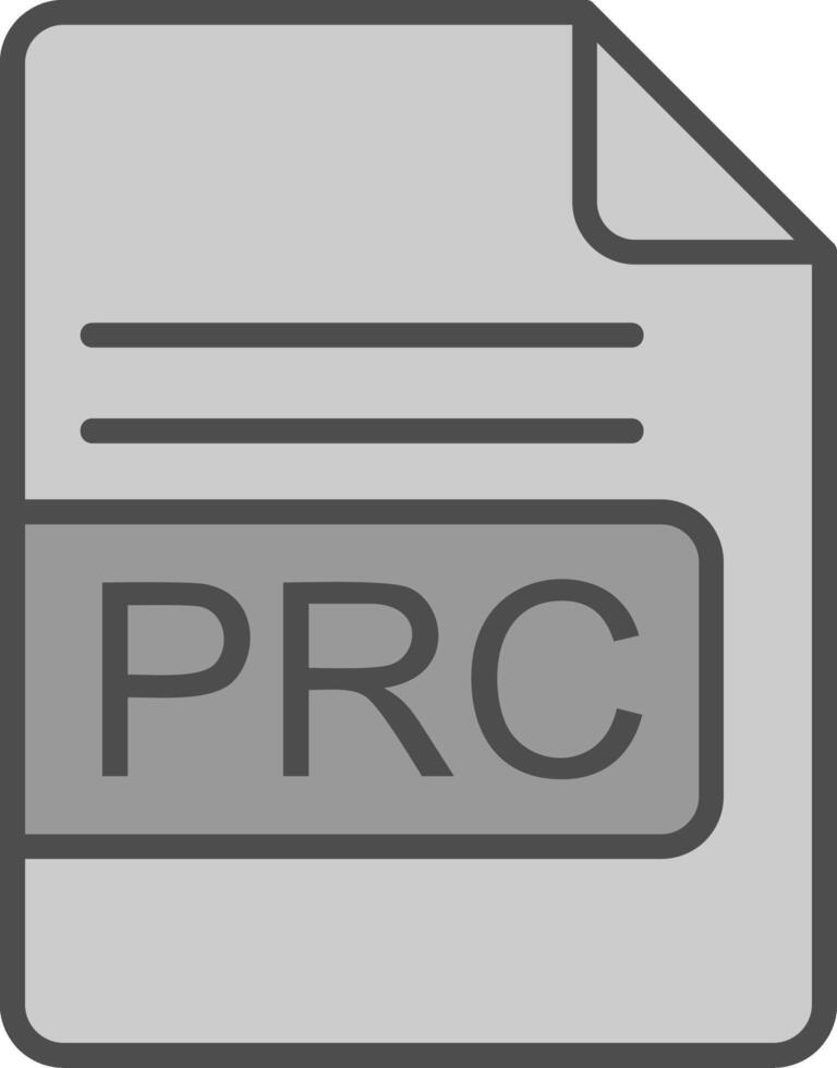 PRC File Format Line Filled Greyscale Icon Design vector