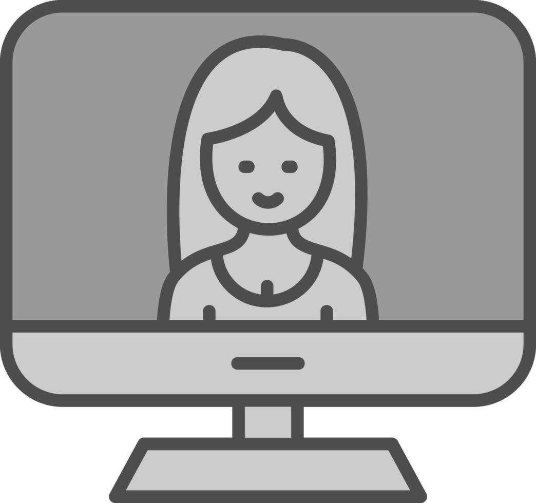 Computer Line Filled Greyscale Icon Design vector