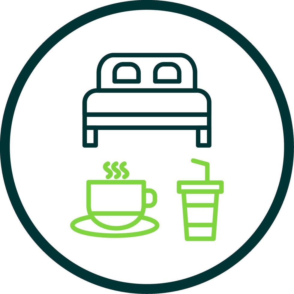 Bed And Breakfast Line Circle Icon Design vector