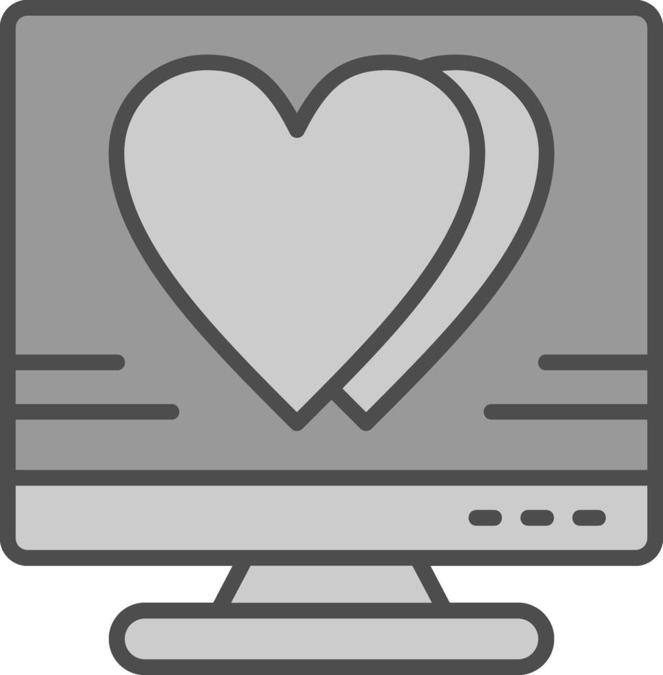 Heart Line Filled Greyscale Icon Design vector