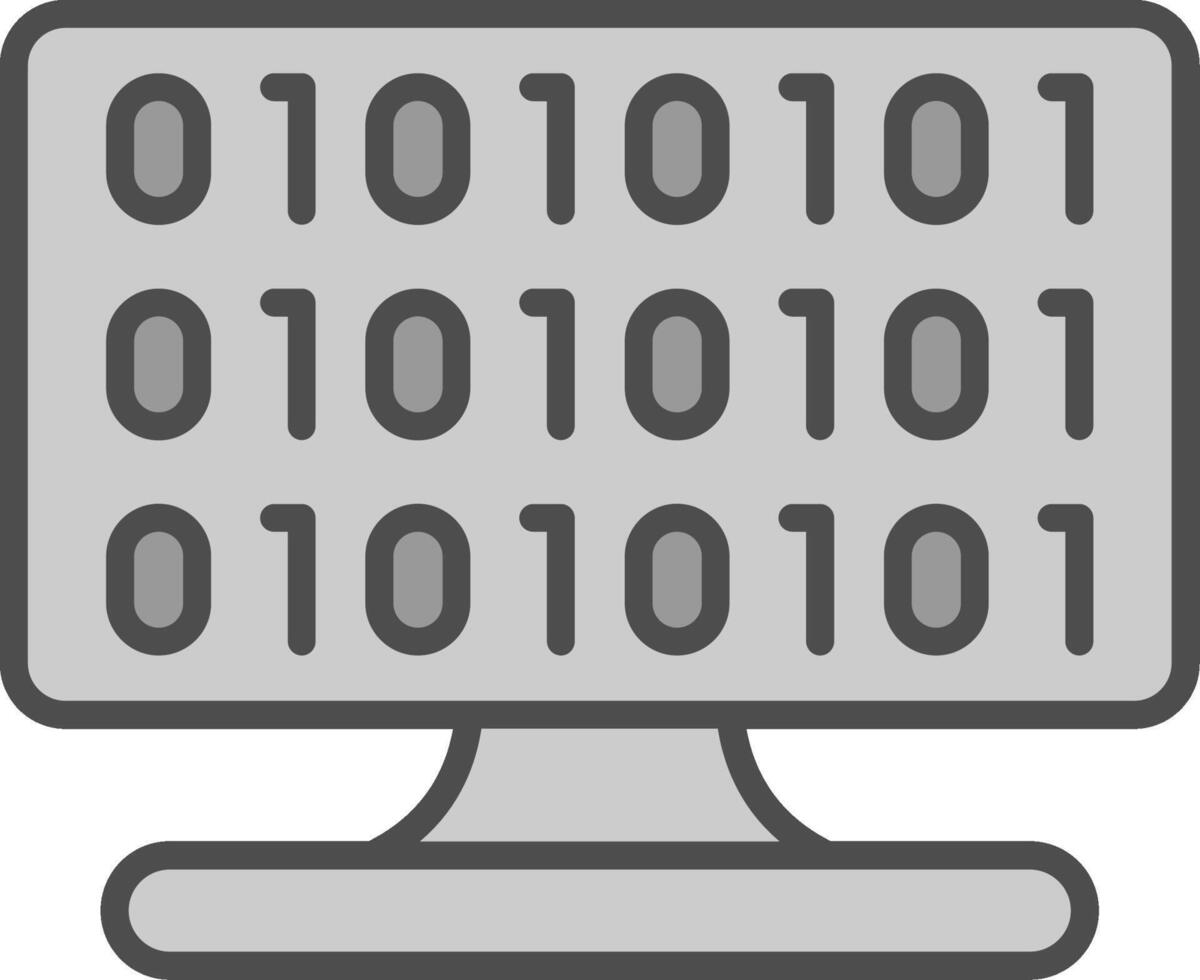 Binary Code Line Filled Greyscale Icon Design vector