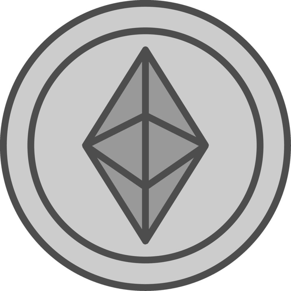 ethereum línea lleno escala de grises icono diseño vector