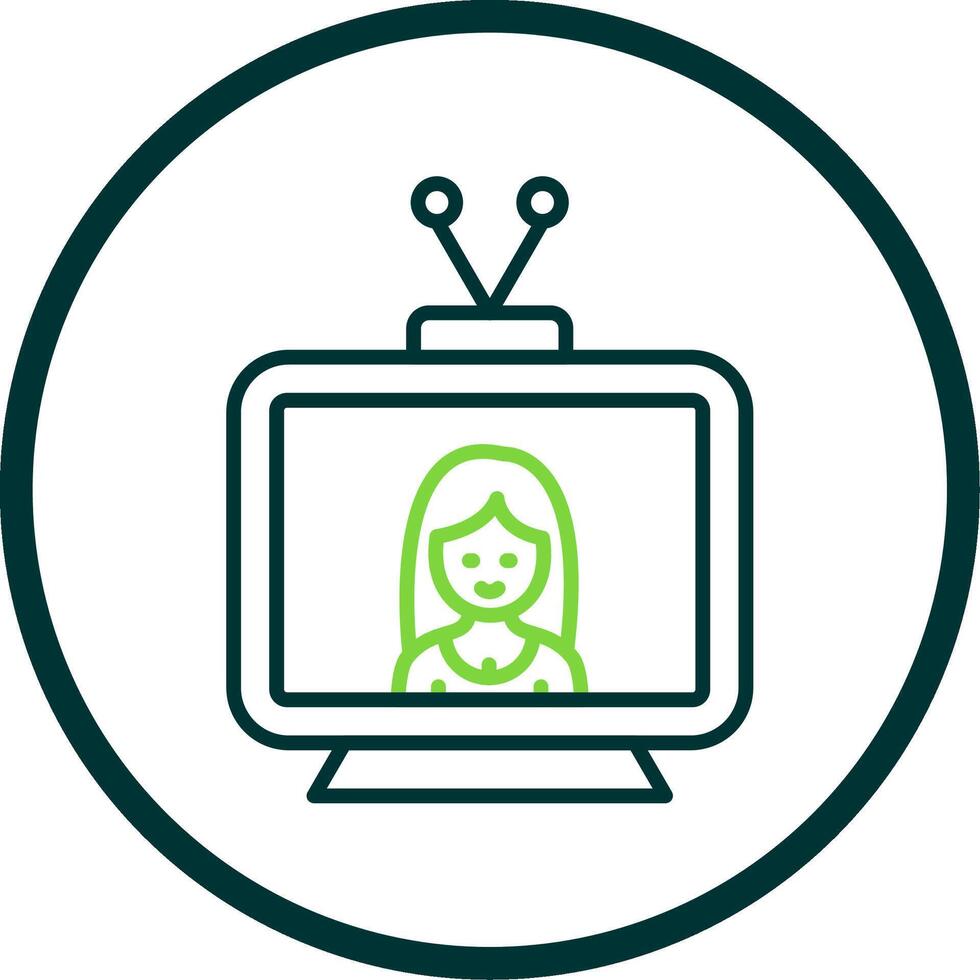 Television Line Circle Icon Design vector