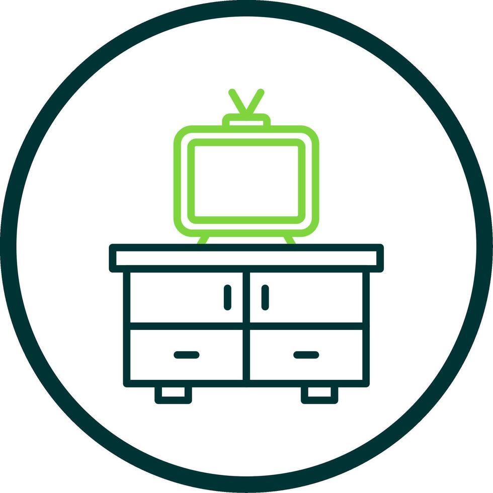 Tv Table Line Circle Icon Design vector