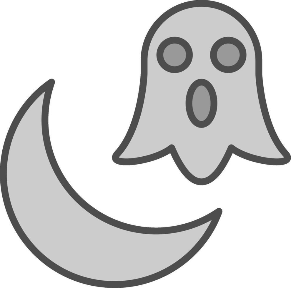 Halloween Moon Line Filled Greyscale Icon Design vector