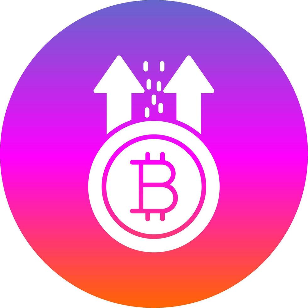 Bitcoin Rise Glyph Gradient Circle Icon Design vector