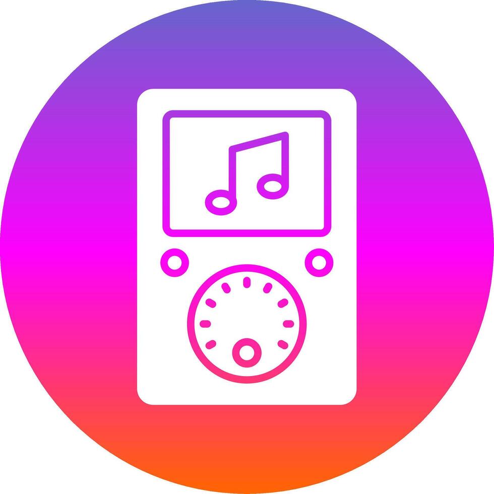 música jugador glifo degradado circulo icono diseño vector