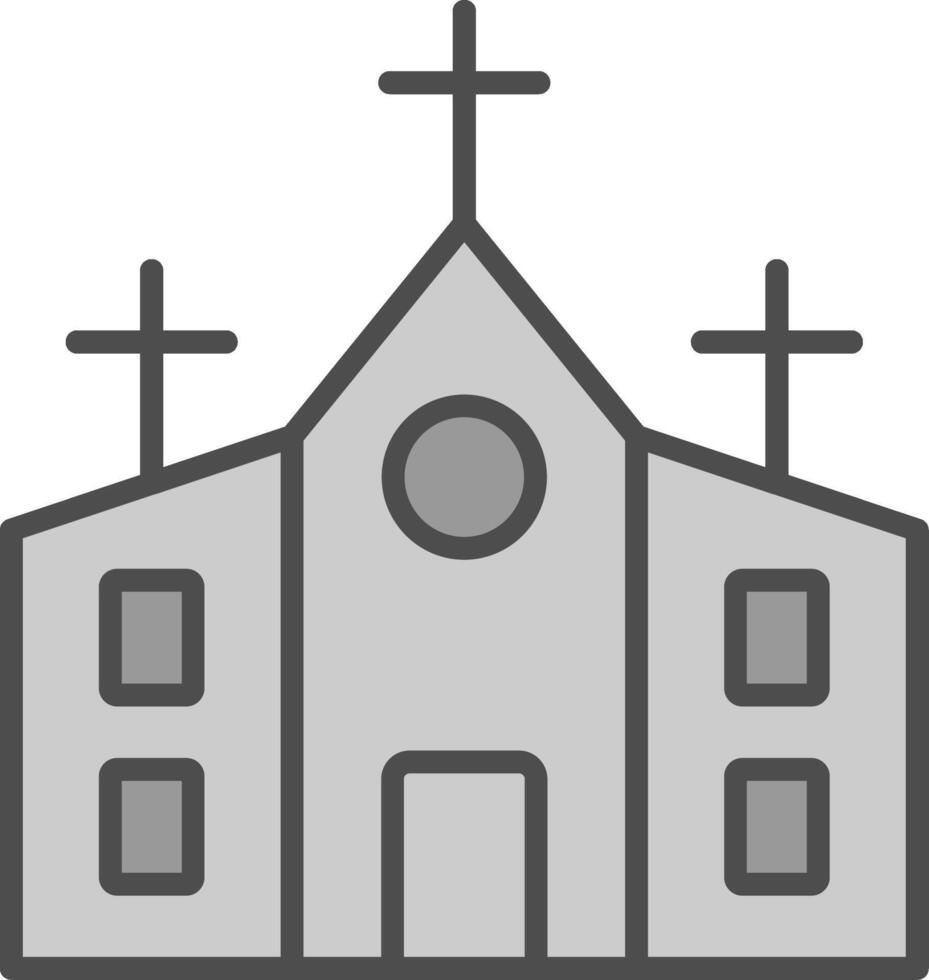 Iglesia línea lleno escala de grises icono diseño vector