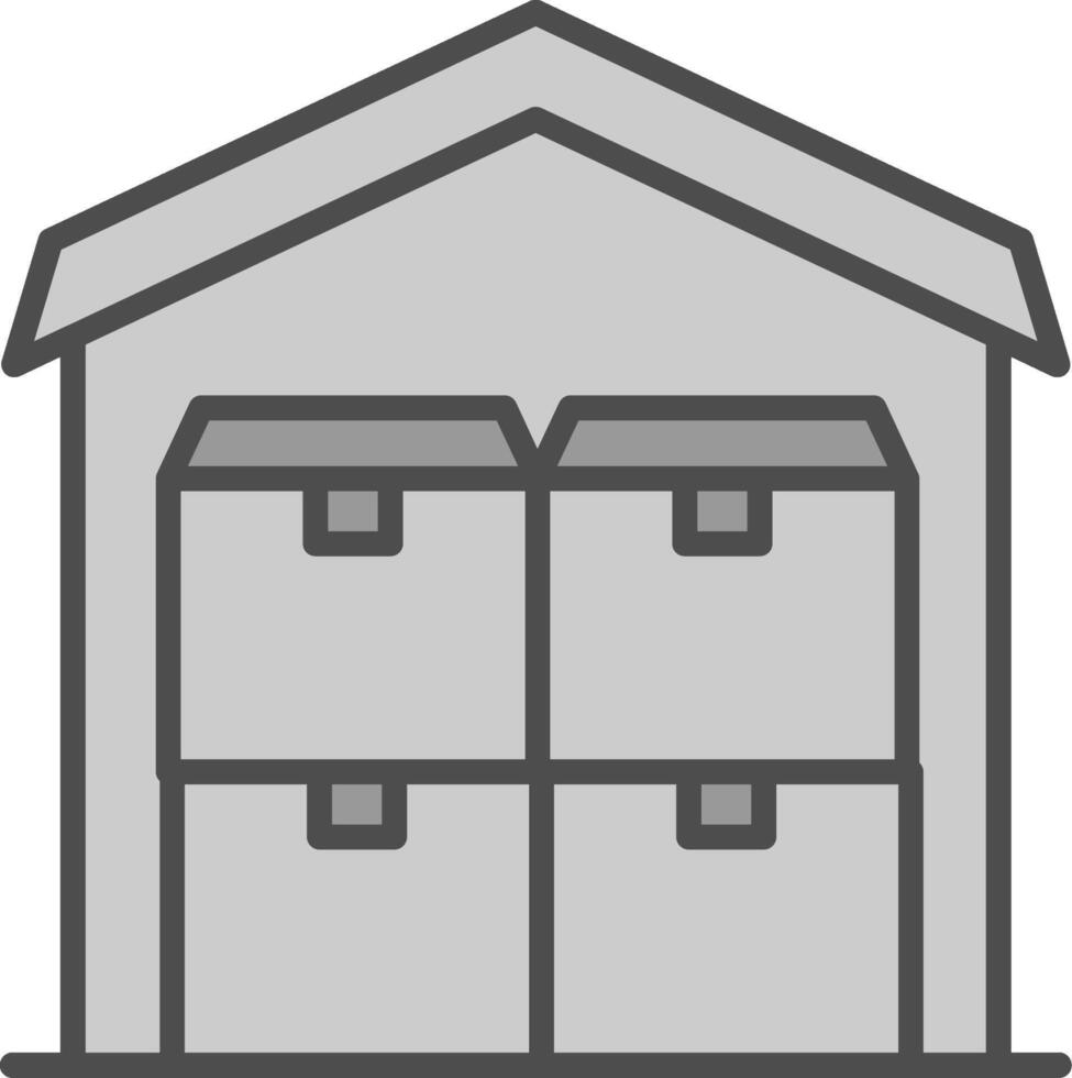 Commercial Warehouse Line Filled Greyscale Icon Design vector