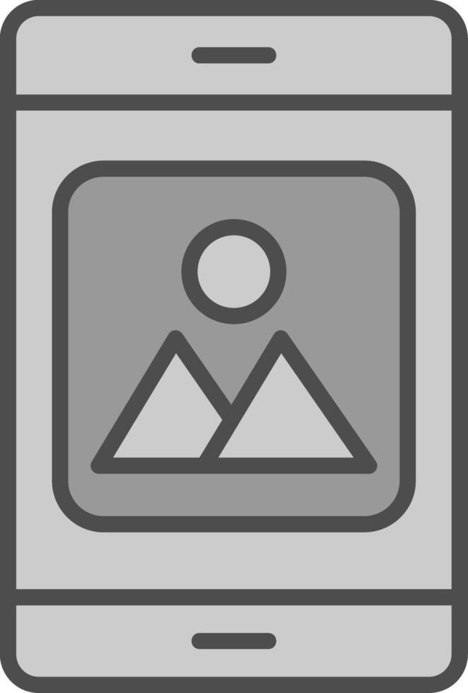móvil solicitud línea lleno escala de grises icono diseño vector