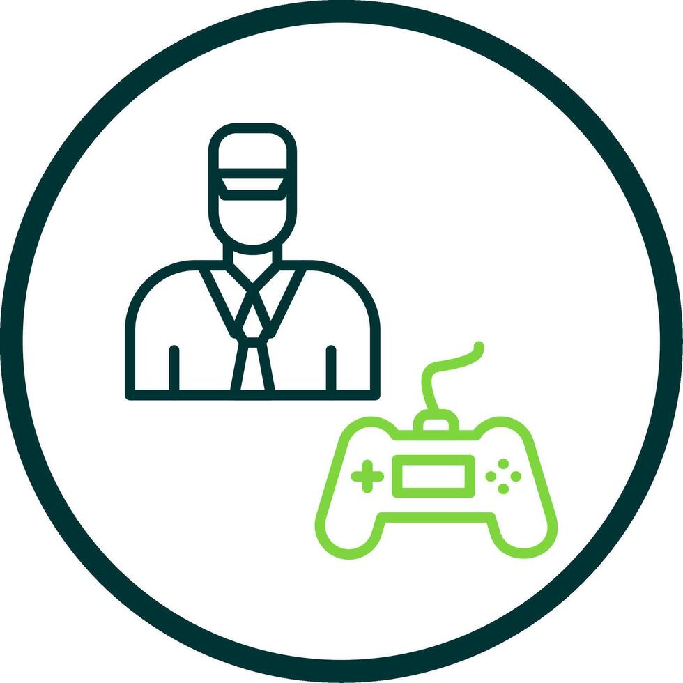 Gamer Line Circle Icon Design vector