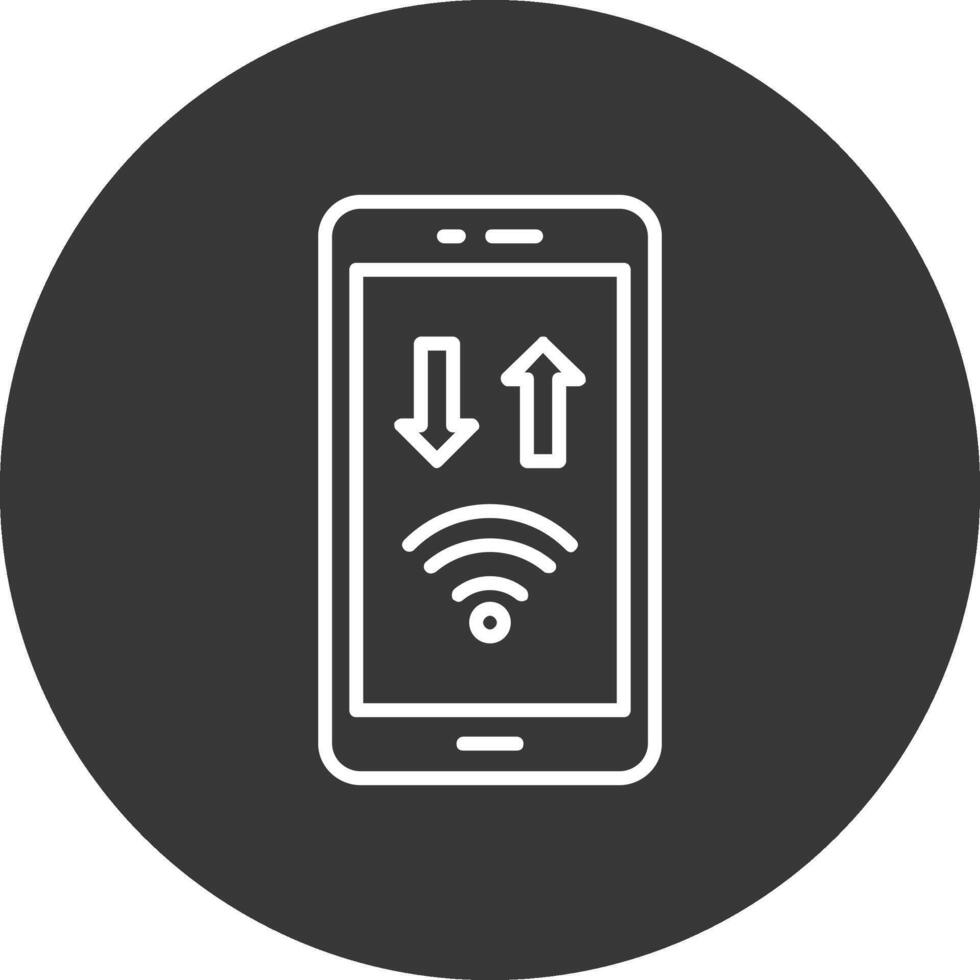 Mobile Phone Line Inverted Icon Design vector