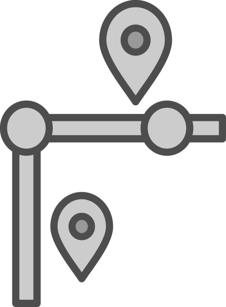 Route Line Filled Greyscale Icon Design vector