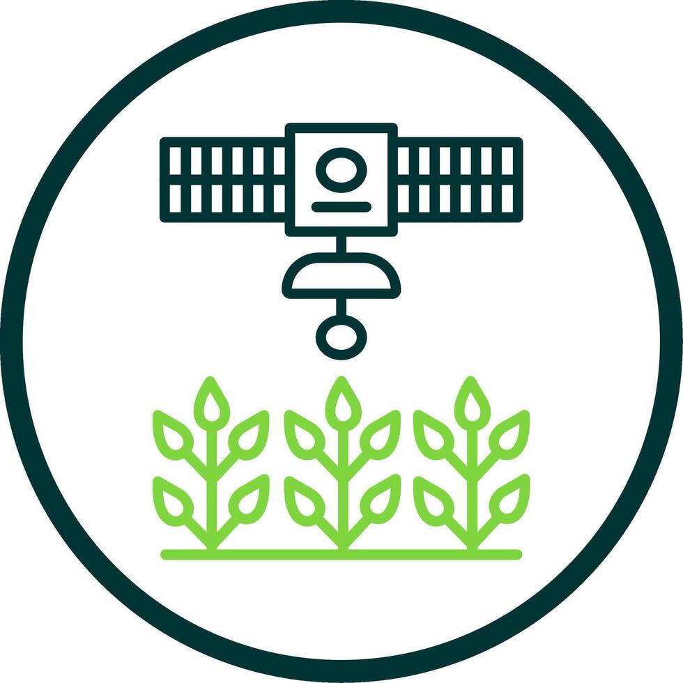 Satellite Crop Monitoring Line Circle Icon Design vector