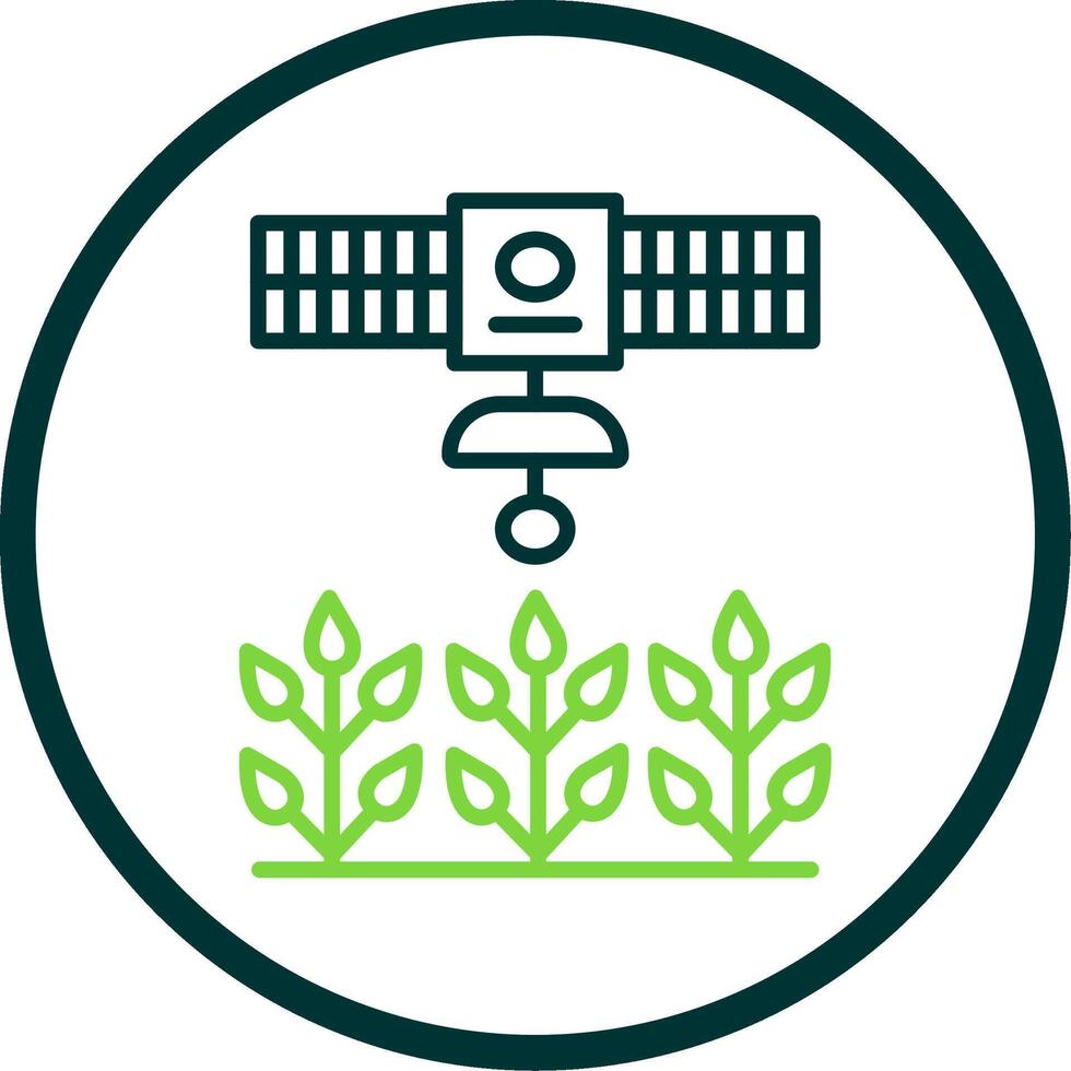 Satellite Crop Monitoring Line Circle Icon Design vector