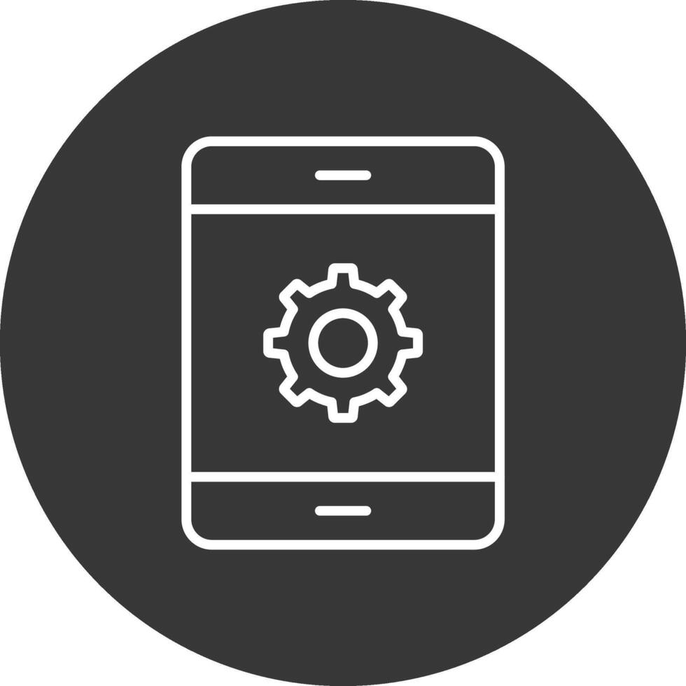 Mobile Phone Line Inverted Icon Design vector