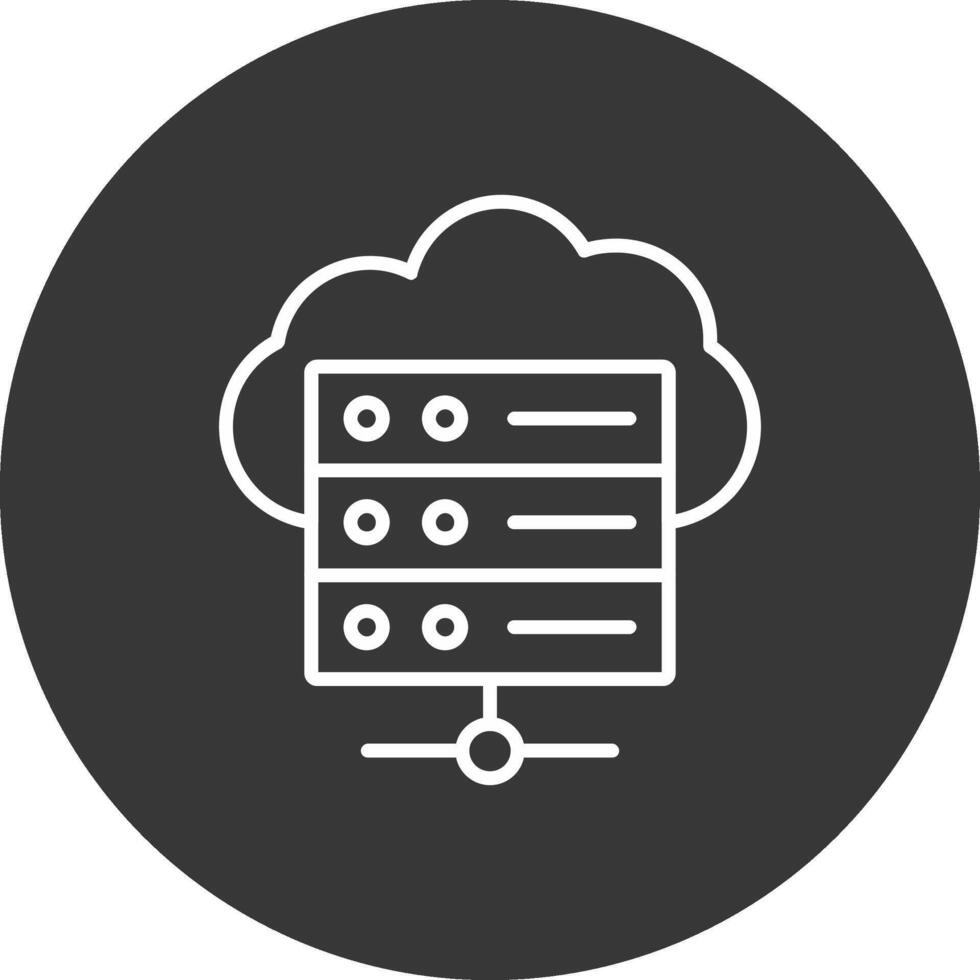 nube base de datos línea invertido icono diseño vector