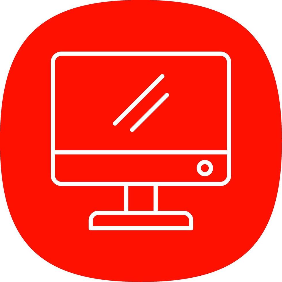 Pc Monitor Line Curve Icon Design vector