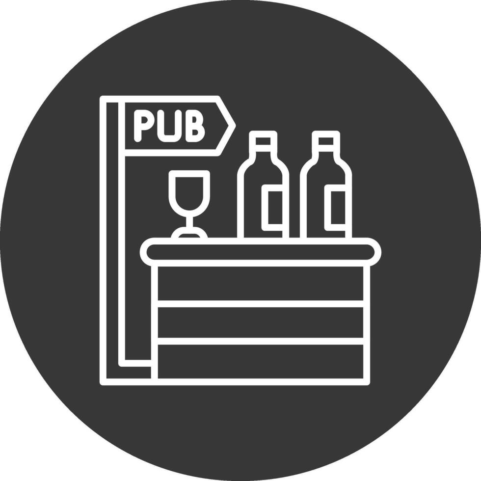 pub línea invertido icono diseño vector