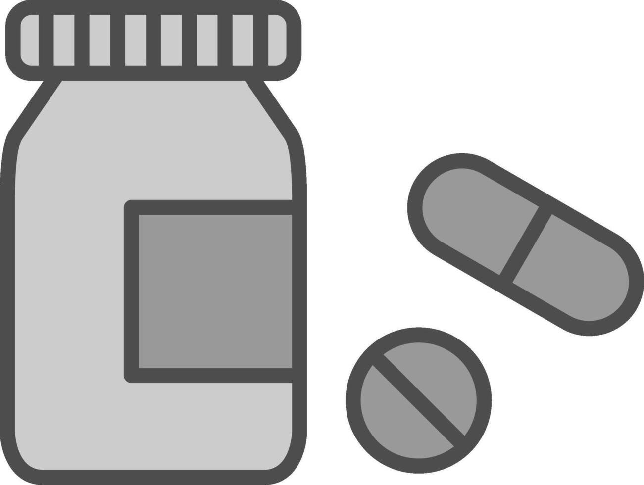 pastillas botella línea lleno escala de grises icono diseño vector